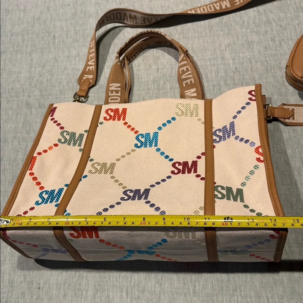 Steve Madden Cream Multicolor Canvas Tote